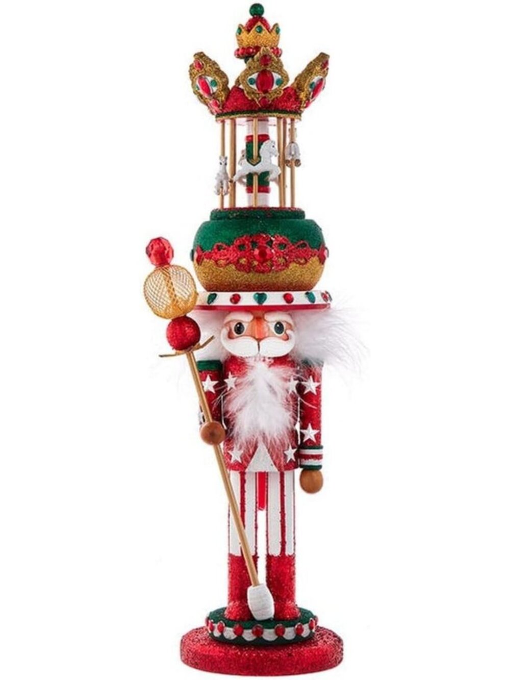 18-Inch Musical Nutcracker Carousel Hat Figurine | Holiday Home Decor